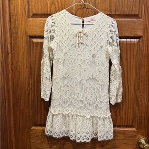 GB Girls Cream Lace Casual Dress